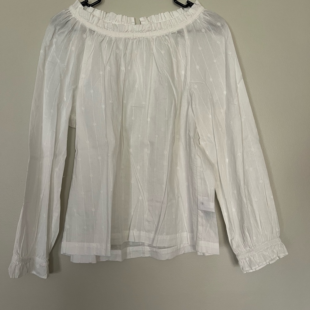 J. Crew White Blouse with Subtle Pattern